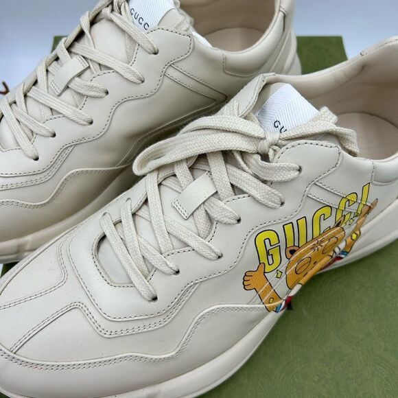 Men’s Gucci Rython cat logo print sneakers size 10.5 made in Italy - Picture 9 of 10